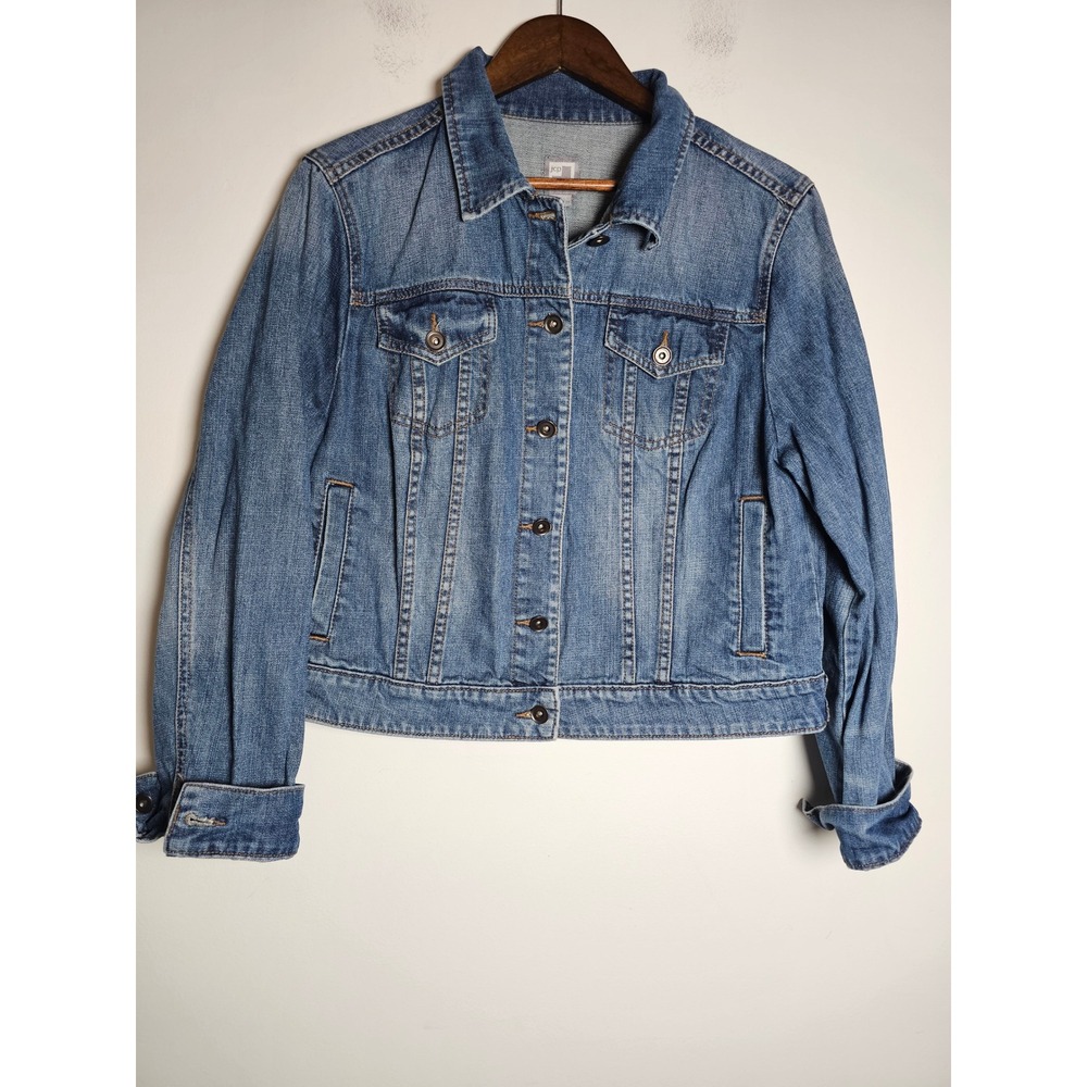 Classic Americana JCP Denim Trucker Jacket Womens XL Blue Cotton Button Up